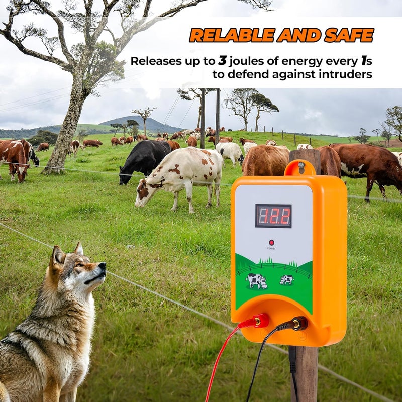 CURECURE Electric Fence Charger, 3Joules/12KV, Easy Installation, 6 Miles Rang, 3 Power Options, LED Display Monitors Electric Fence, Use for Livestock, Pet, Farm, Garden - Image 4